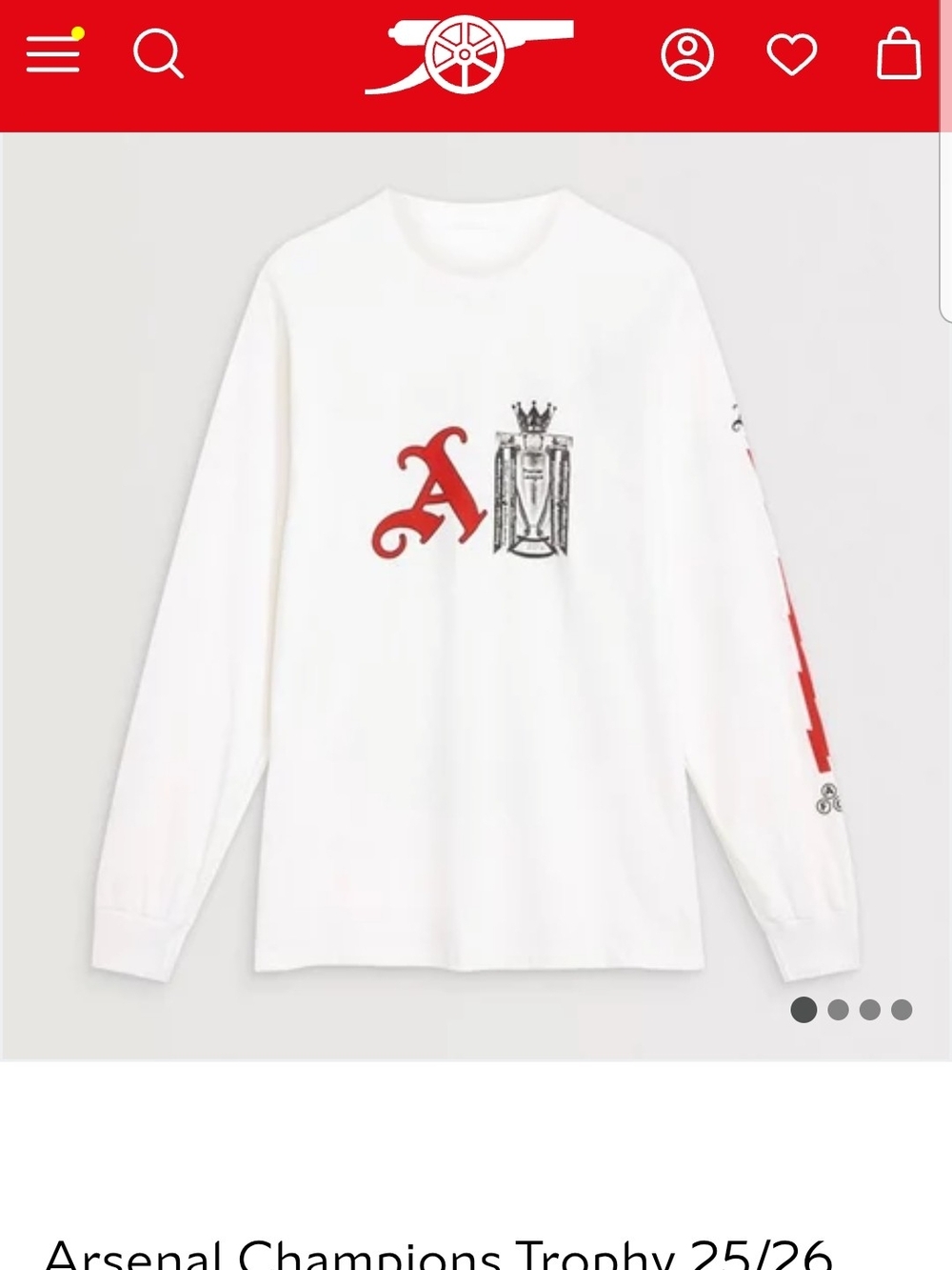 Arsenal White Long-Sleeve Graphic Tee - Men's